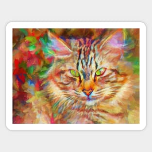 Colorful Cat in Abstract Sticker